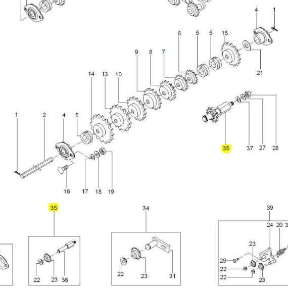 Foto do produto 1154 - CONJUNTO DO EIXO ESTICADOR DE CORRENTE - Ref.: 2730495 - LJ Peças