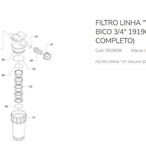 Foto do produto 1174 - KIT FILTRO LINHA MALHA 50 BICO 3/4″ - Ref.: 191965 - LJ Peças