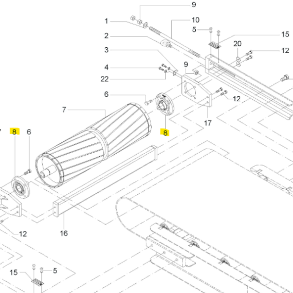 Foto do produto 2217 - CONJUNTO MANCAL ESTEIRA - Ref.: 1311796 - LJ Peças
