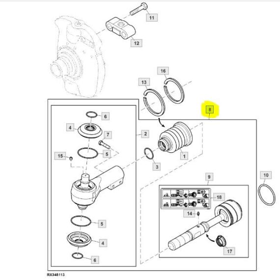 Foto do produto 2698 - HASTE DA BARRA DE DIREÇÃO - Ref.: RE587968. - LJ Peças