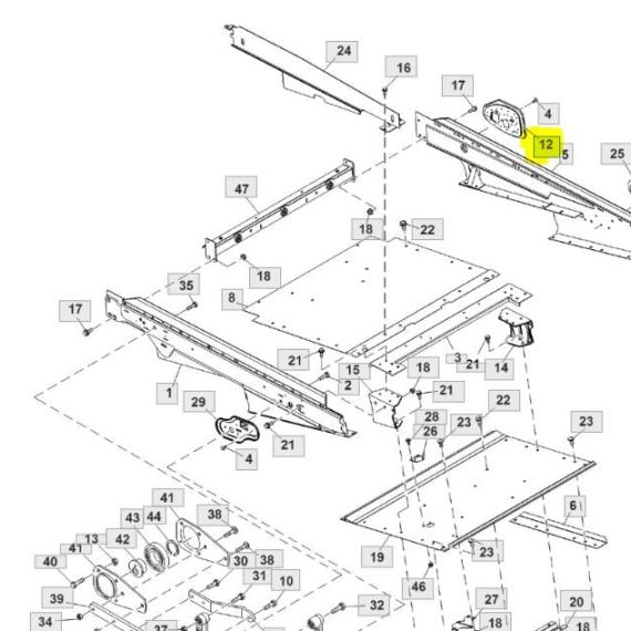 Foto do produto 3320 - VEDAÇÃO CX DA PENEIRA DIR - Ref.: AH232265. - LJ Peças